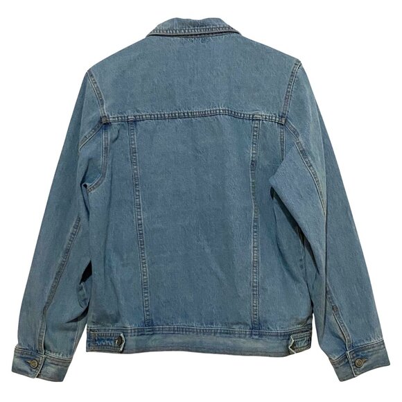 Fashion Nova Womens Jean Jacket L Ripped Distressed Boho Festival Grunge Denim - Picture 2 of 5